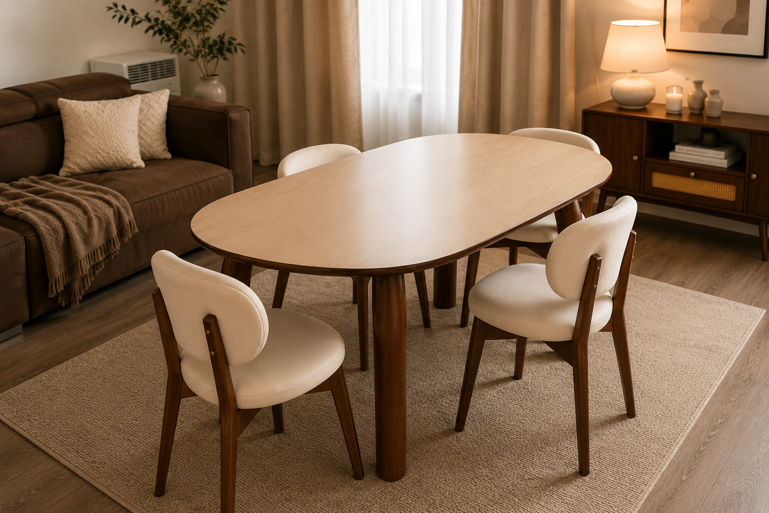 Table et 4 chaises en chêne Grade 1 Luxe
